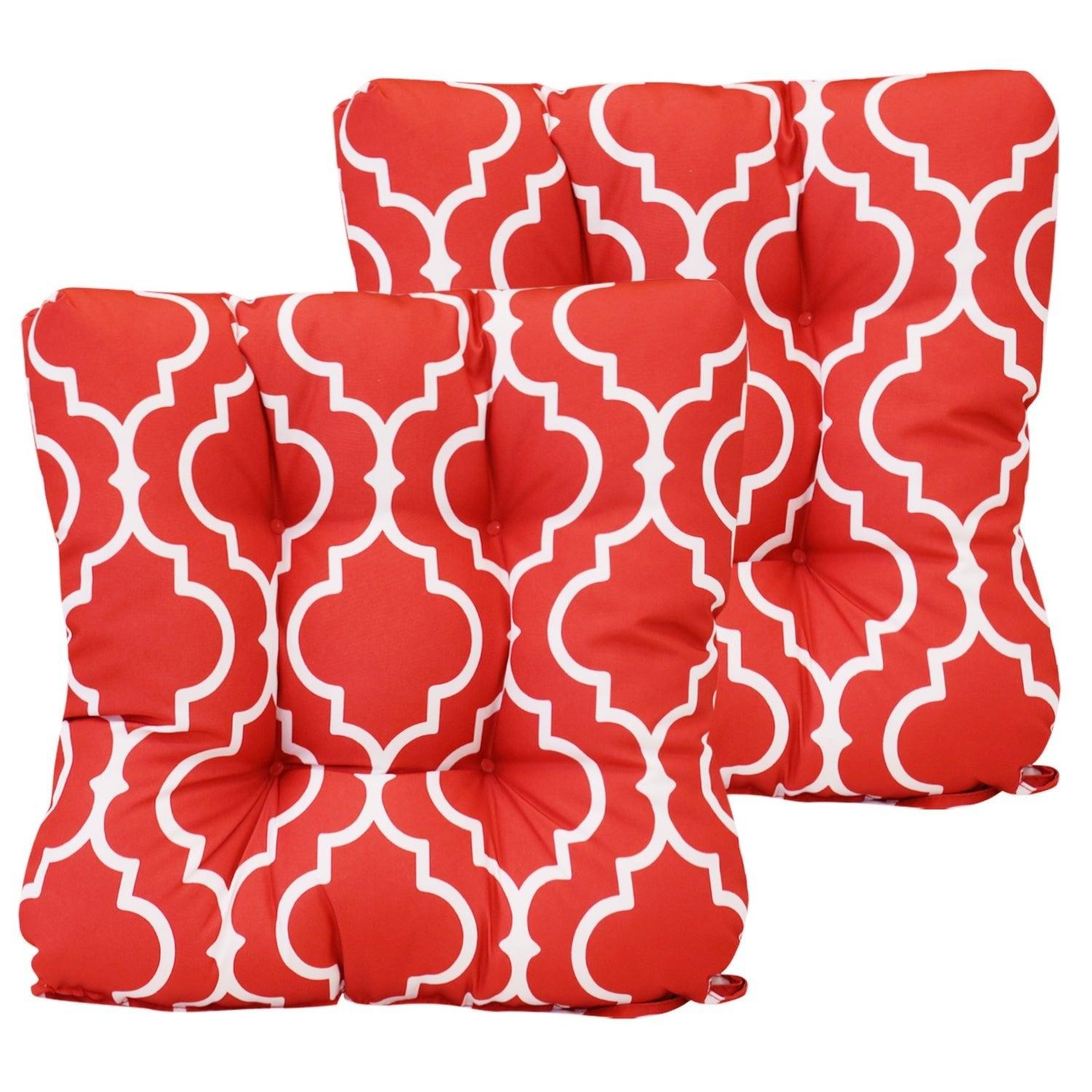 Patio Chair Cushion Fabric Slipcover Foam - Set of 2 CUSHION Aoodor Red/White Floral